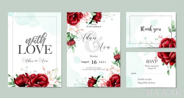 قالب-آماده-کارت-عروسی-با-زمینه-گل‌های-قرمز-و-صورتی_607224184