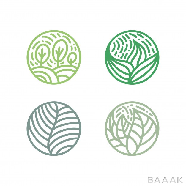 مجموعه-قالب-لوگو-سبز-رنگ-با-زمینه-برگ-و-درخت_618557893