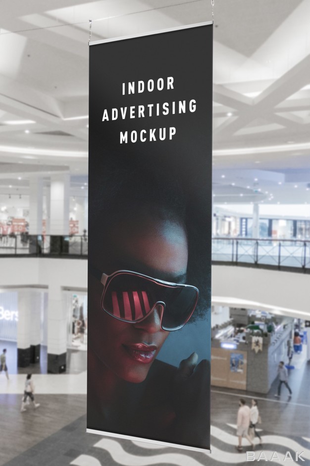 موکاپ-خاص-و-خلاقانه-Mockup-indoor-advertising-vertical-hanging-flag-mall-shop-ping-centre_802194235