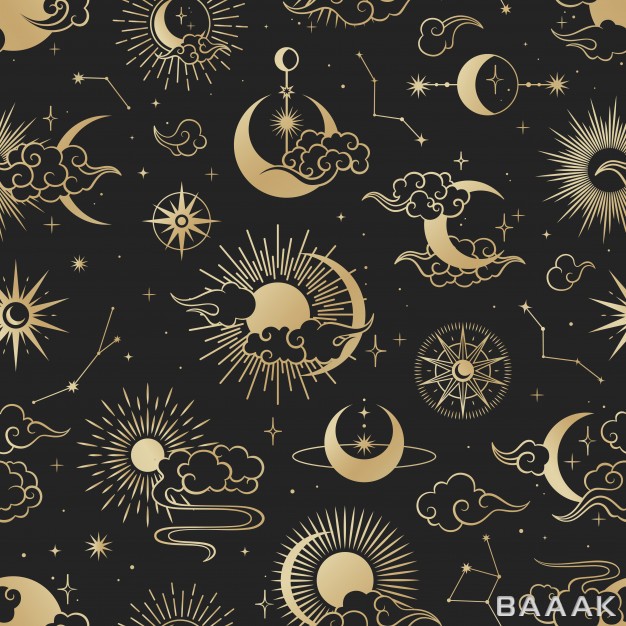 طرح-الگوی-یکپارچه-با-زمینه-ابر،-خورشید،-ماه-و-صور-فلکی_899157421
