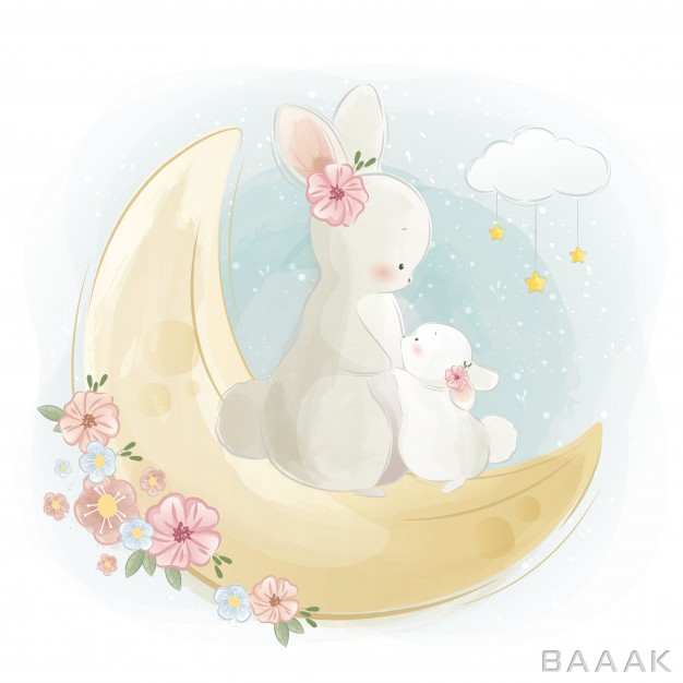 تصویر-بچه-خرگوش-و-مادرش-سوار-بر-ماه_638645651