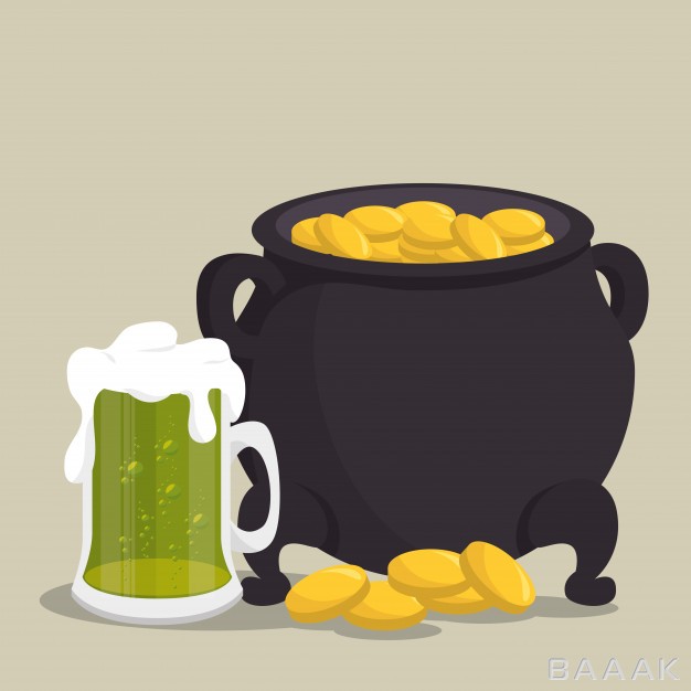 ظرف-پر-از-سکه‌های-طلا-و-لیوان-نوشیدنی-با-موضوع-روز-سنت-پاتریک_299301305