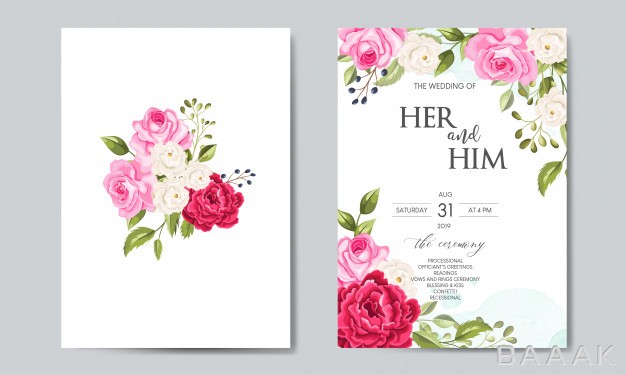 کارت-دعوت-مدرن-و-جذاب-Beautiful-wedding-invitation-card-template-with-floral-leaves_204912205