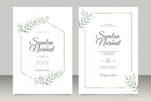 کارت-دعوت-جذاب-Wedding-invitation-set-with-modern-leaves-watercolor_895379144