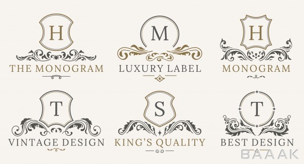لوگو-مدرن-و-جذاب-Retro-royal-vintage-shields-logotype-set-luxury-logo-design-template