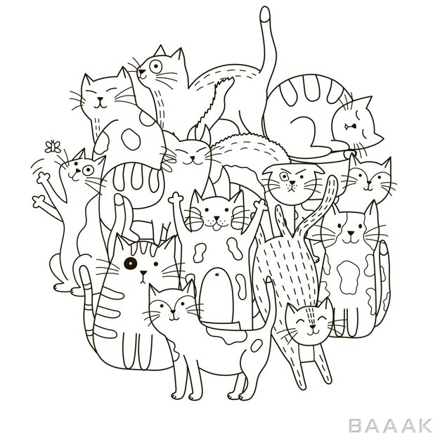 پترن-خلاقانه-Circle-shape-pattern-with-cute-cats-coloring-book_955762277