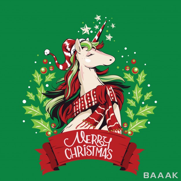 کارت-تبریک-کریسمس-با-تصویر-تک-شاخ_957759930