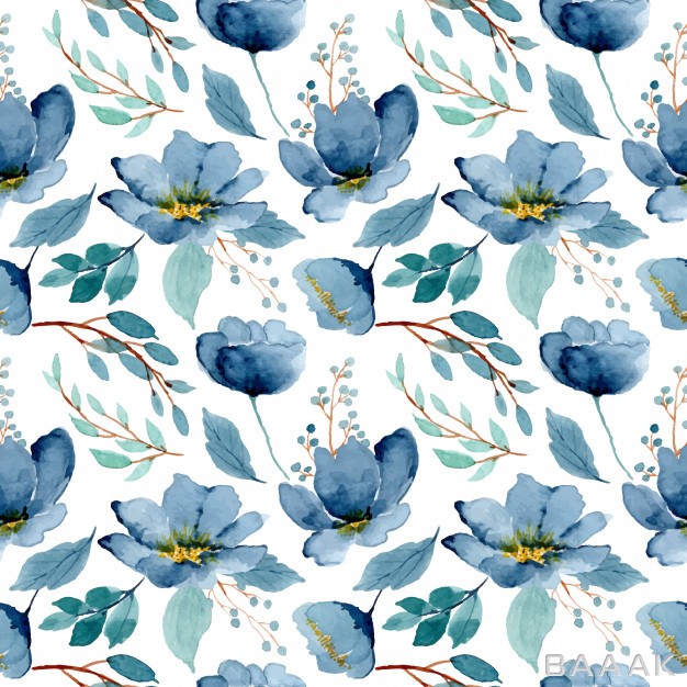 پترن-خاص-و-مدرن-Blue-green-floral-watercolor-seamless-pattern_960398460