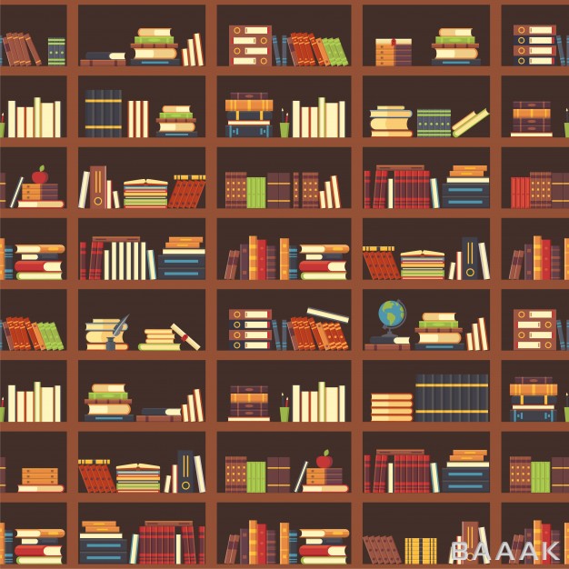 پترن-خلاقانه-Books-bookcase-seamless-pattern_589843798