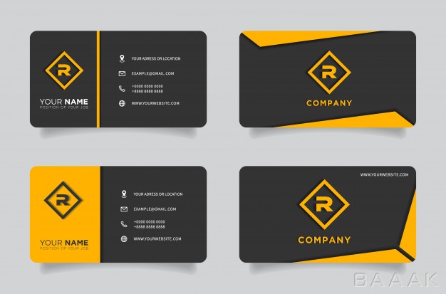 کارت-ویزیت-زیبا-و-جذاب-Orange-black-dark-modern-creative-business-card-name-card