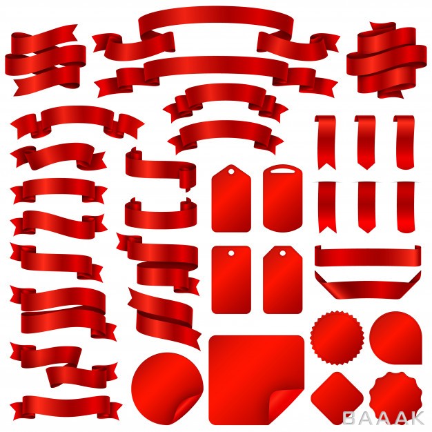 بنر-پرکاربرد-Wrapping-red-ribbon-banners-price-tag-badges-vector-set_817240607