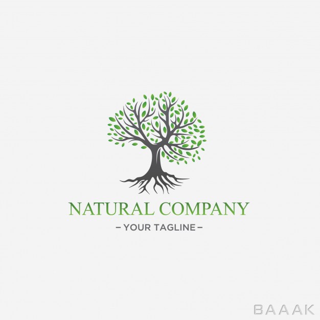 لوگو-خلاقانه-Green-tree-logo-design-natural-leaf-premium-vector