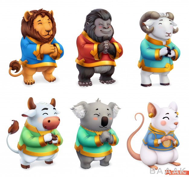 آیکون-فوق-العاده-Funny-animals-lion-gorilla-ram-bull-koala-mouse-3d-icon-set_147953076