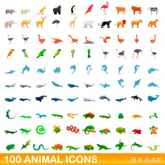 آیکون-زیبا-و-جذاب-100-animal-icons-set-cartoon-style_470481680