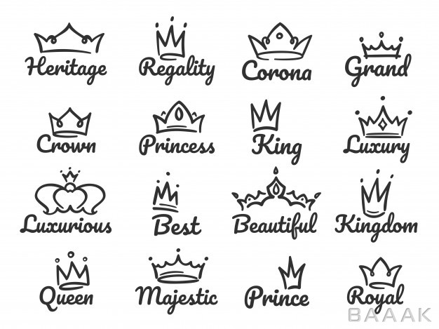 لوگو-فوق-العاده-Majestic-crown-logo-sketch-prince-princess-hand-drawn-queen-sign-king-crowns-graffiti-illustration-set_431806385