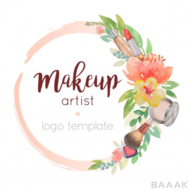لوگو-مدرن-و-جذاب-Makeup-artist-watercolor-logo-template-with-flower-decor_129851565