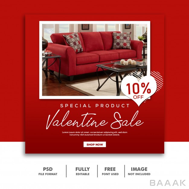قالب-اینستاگرام-خاص-Valentine-banner-social-media-post-instagram-furniture-red-sale_964224225