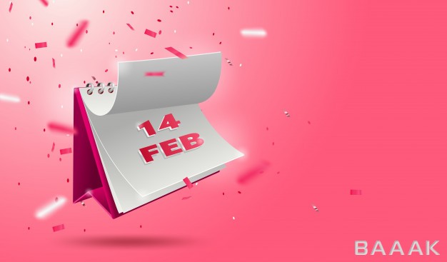بنر-مدرن-و-خلاقانه-Valentine-s-day-banner-with-open-3d-calendar-14-february-glitters_726009680