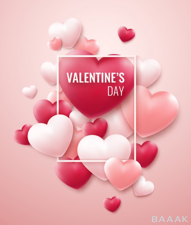 پس-زمینه-جذاب-Valentines-day-background-with-red-pink-hearts-frame-text_604529305