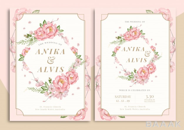 کارت-دعوت-مدرن-Handdrawn-floral-wedding-invitation-card_515061500