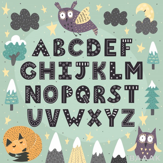 پوستر-زیبا-و-جذاب-Fantasy-forest-alphabet-children-awesome-abc-poster_870907354