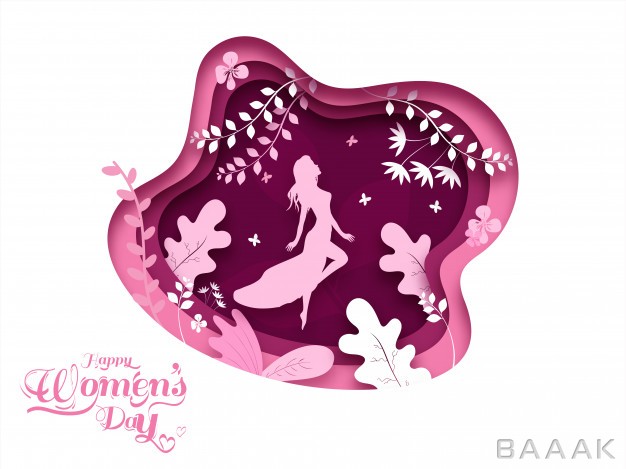 پوستر-جذاب-Paper-layer-cut-poster-design-decorated-with-floral-silhouette-female-happy-women-s-day-concept_507806459