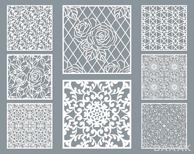 پترن-جذاب-و-مدرن-Laser-cut-decorative-panel-set-with-lace-pattern-square-ornamental-templates-collection_826664637