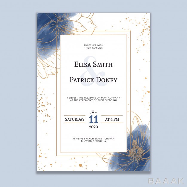 کارت-دعوت-مدرن-و-جذاب-Watercolor-wedding-invitation-with-golden-lines_573647436