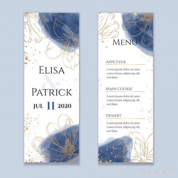 منو-زیبا-Watercolor-wedding-menu-with-golden-lines_530567678