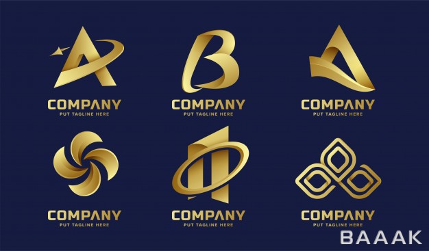 لوگو-فوق-العاده-Abstract-business-golden-logo-collection