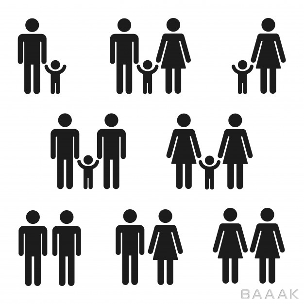 آیکون-پرکاربرد-Icon-set-families-simple-stick-figure-symbols-traditional-homosexual-couples-with-kids_684394485