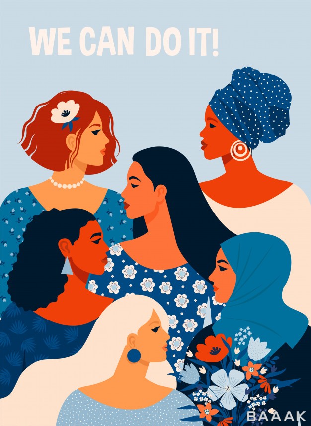 پوستر-زیبا-We-can-it-poster-international-womens-day-illustration-with-women-different-nationalities-cultures_597581564