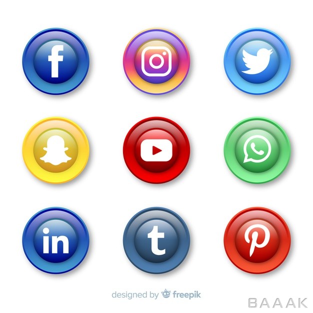 لوگو-زیبا-و-جذاب-Realistic-buttons-with-social-media-logo-collection_749209362