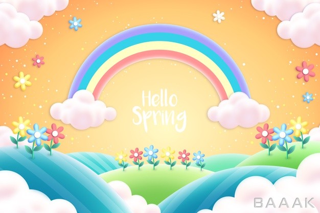 پس-زمینه-زیبا-و-خاص-Realistic-spring-background-with-rainbow_894975406