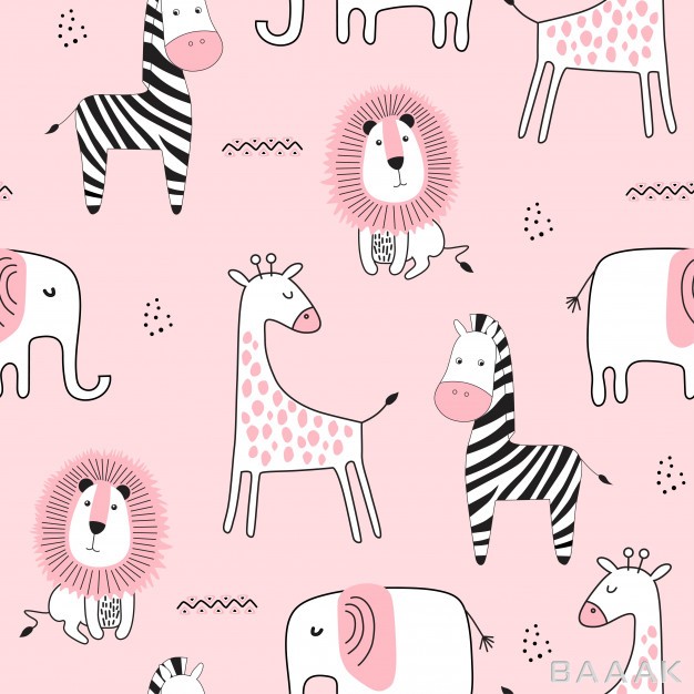 پترن-جذاب-و-مدرن-Seamless-childish-pattern-with-cute-animals_467557099