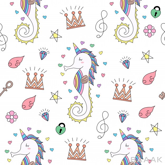پترن-مدرن-و-جذاب-Seamless-pattern-cute-unicorn-cartoon-hand-drawn_517670463