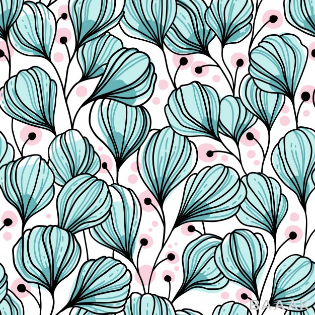 پترن-مدرن-و-جذاب-Seamless-pattern-with-blue-leaves_215783741