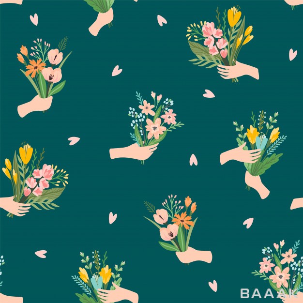 پترن-جذاب-Seamless-pattern-with-bouquets-flowers-hands_632664839