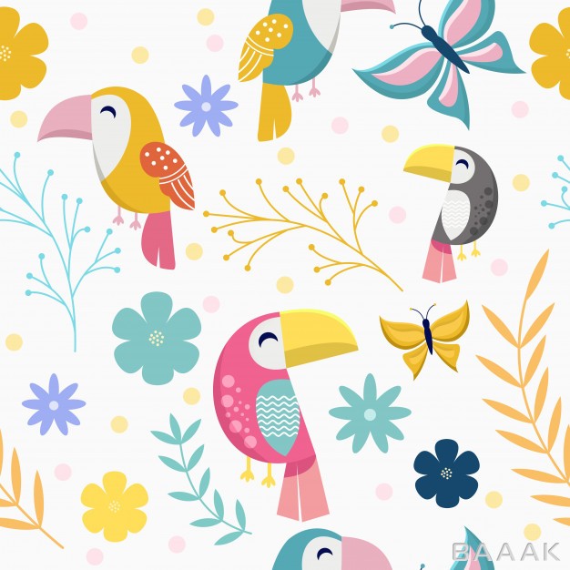 پترن-مدرن-Seamless-pattern-with-cute-toucan-butterfly_782155974
