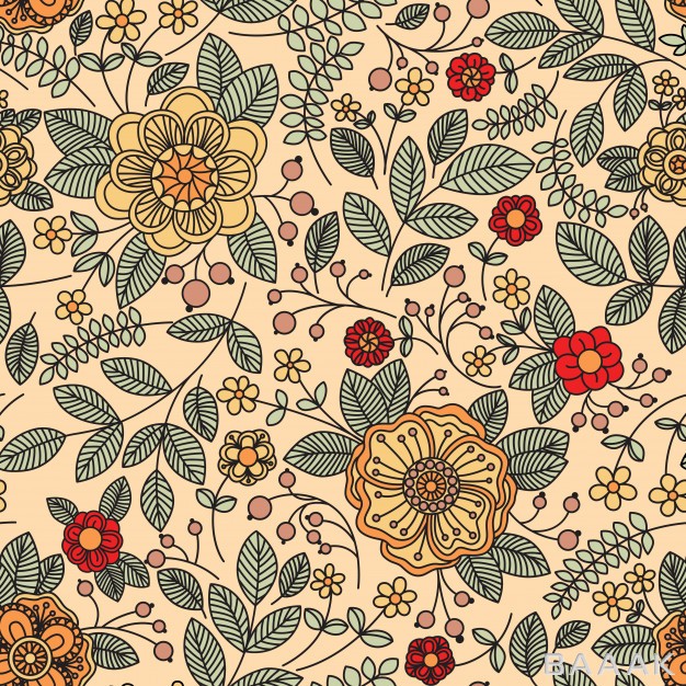 پترن-خلاقانه-Seamless-pattern-with-growing-leaves-flowers_195558848