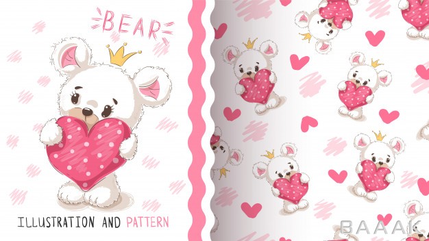 پترن-جذاب-Bear-with-heart-seamless-pattern_894531842