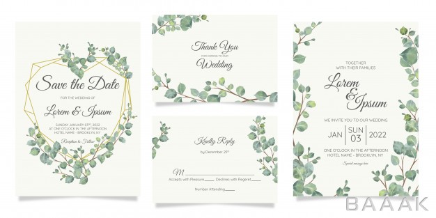 کارت-دعوت-فوق-العاده-Beautiful-watercolor-botanic-wedding-invitation-card-template-set-with-flowers-decoration_872869135