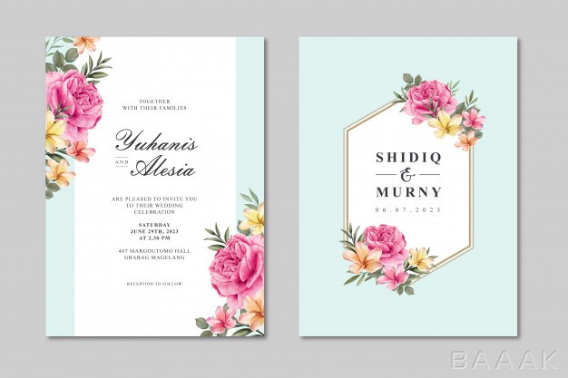 کارت-ویزیت-خاص-Beautiful-wedding-card-template-with-colorful-rose-flower_862432566