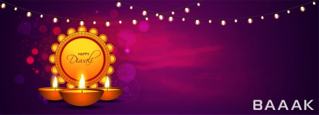 پس-زمینه-خلاقانه-Website-header-banner-design-with-illuminated-oil-lamps-diya-lighting-garland-decorated-brown-background-happy-diwali-celebration_848732954