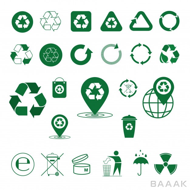 لوگو-زیبا-و-خاص-Recycle-waste-symbol-green-arrows-logo-set-web-icon-collection_277955867