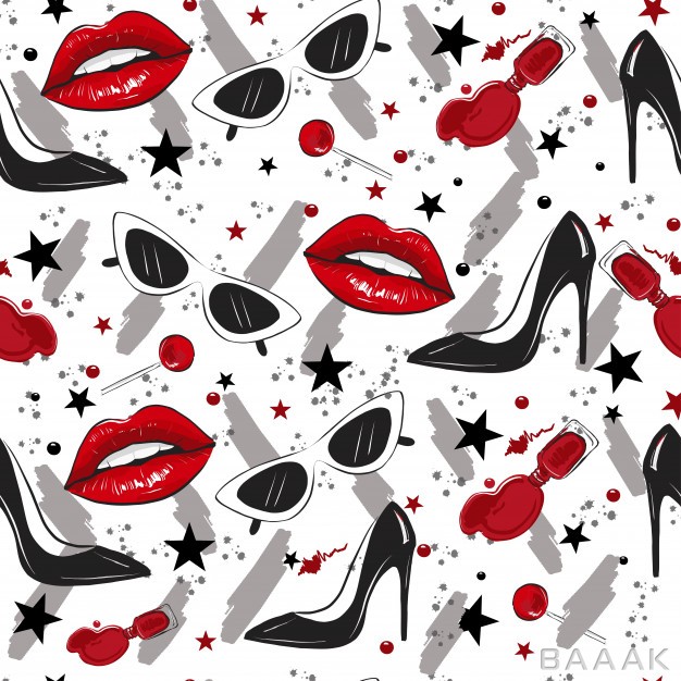 پترن-زیبا-و-جذاب-Red-lips-black-heels-pattern_850529324