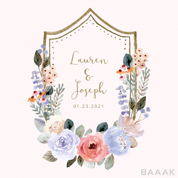 قاب-جذاب-Wedding-badge-with-soft-floral-watercolor-frame_227431969