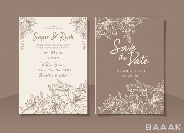 کارت-دعوت-خاص-Wedding-invitation-card-floral-with-sketch-luxury-elegant_950330130