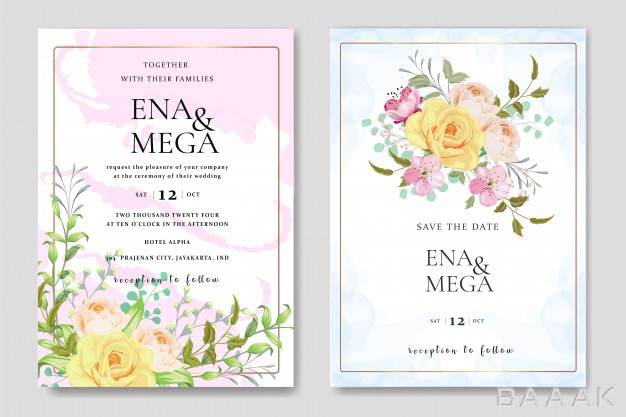کارت-دعوت-خلاقانه-Wedding-invitation-card-set-with-beautiful-roses-template_810137903