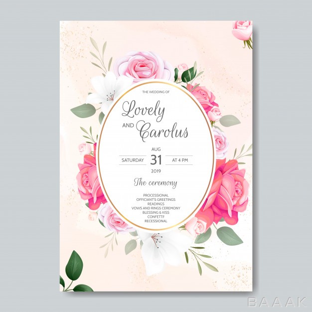 کارت-دعوت-زیبا-Wedding-invitation-card-template-set-with-beautiful-floral-leaves_835673407